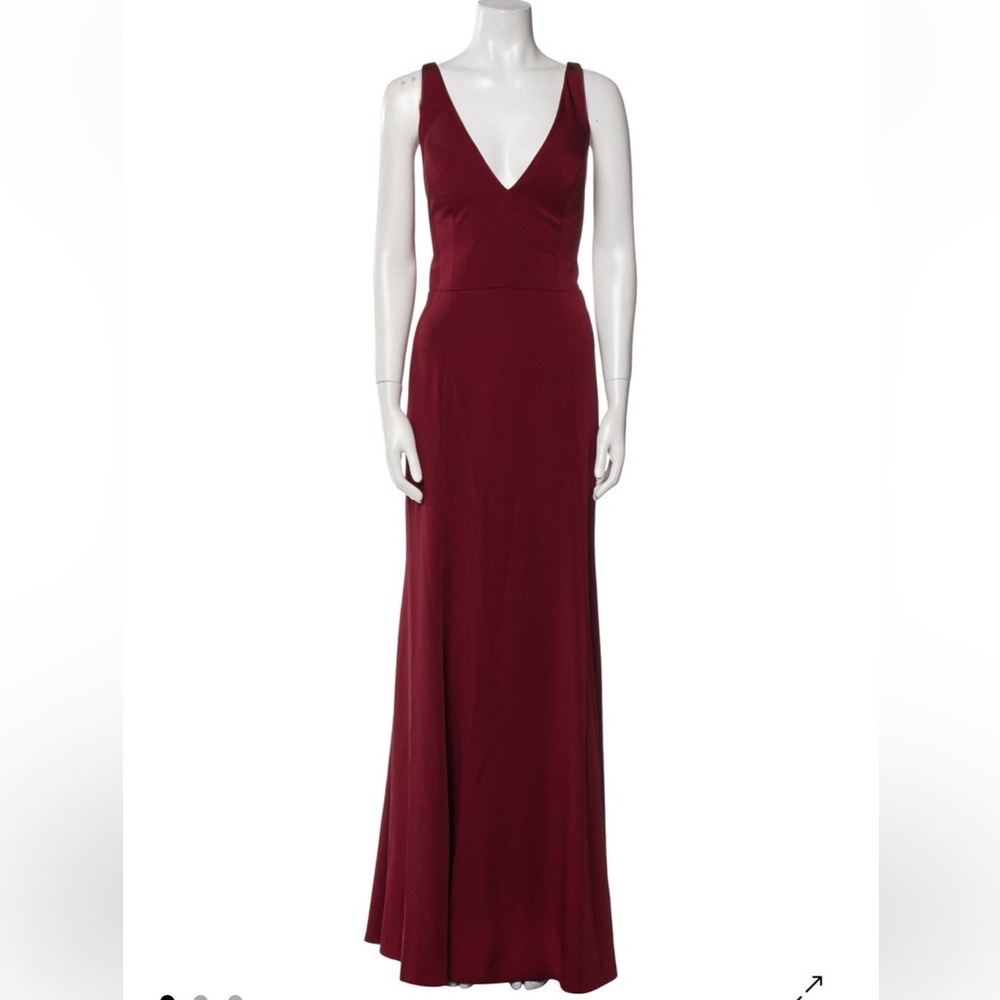 Jenny Yoo Deep Burgundy V-Neck Dress